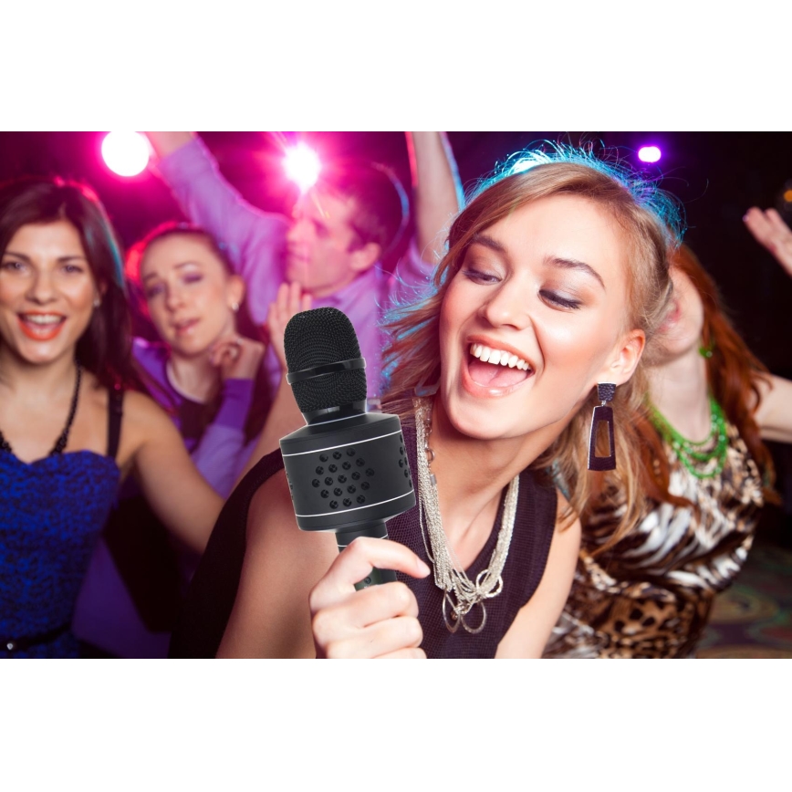 Bluetooth karaoke mikrofon, 6 W/5 V, 1500 mAh, črn