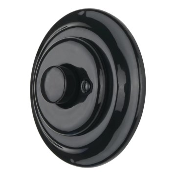 Bohemia-Design - Porcelanast retro rotacijski zatemnjevalnik z okvirjem 250V/10A črne barve
