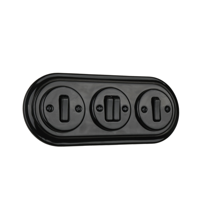 Bohemia-Design - Porcelanast retro trojni okvir, črn