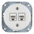 Bohemia-Design - Porcelanasta retro Ethernet vtičnica brez okvirja, 2× CAT5e, bela