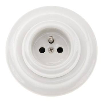 Bohemia-Design - Porcelanasta retro hišna vtičnica z okvirjem 250V/16A bela
