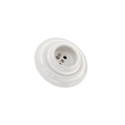 Bohemia-Design - Porcelanasta retro hišna vtičnica z okvirjem 250V/16A bela