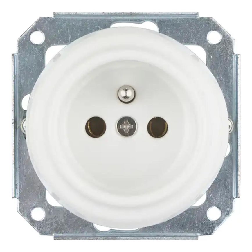 Bohemia-Design - Porcelanasta retro stenska vtičnica brez okvirja 250V/16A, bela