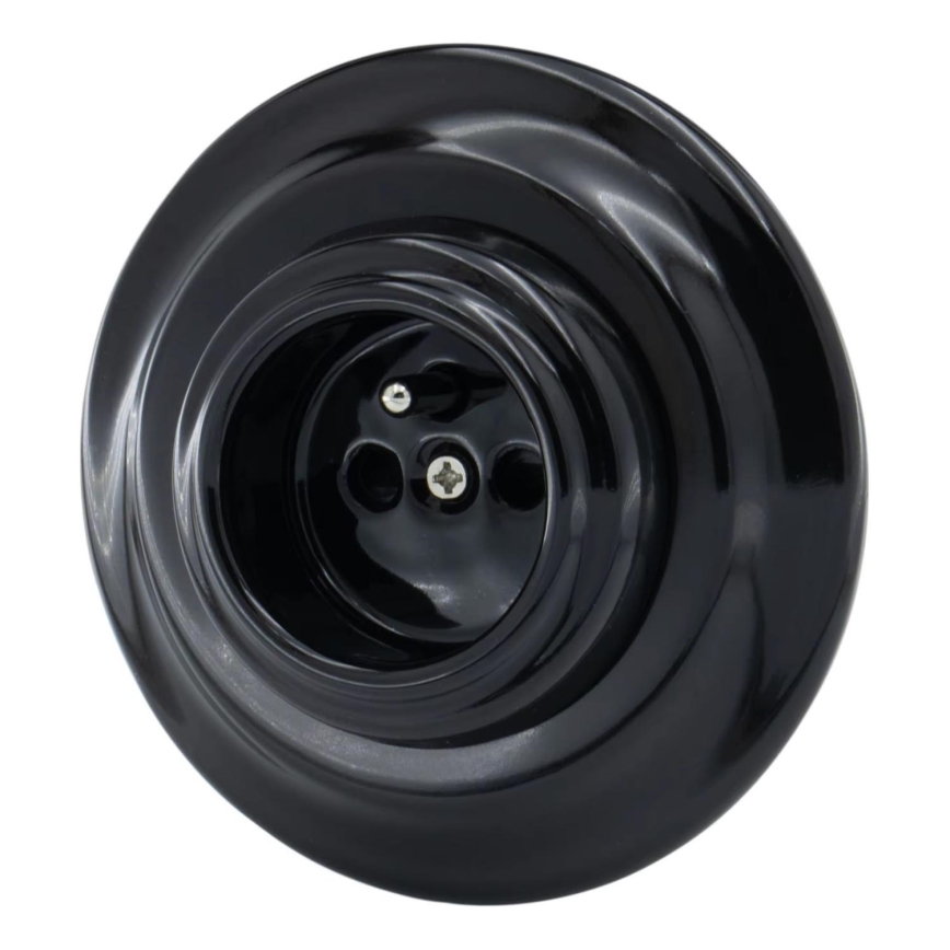 Bohemia-Design - Porcelanasta retro stenska vtičnica z okvirjem 250V/16A črna