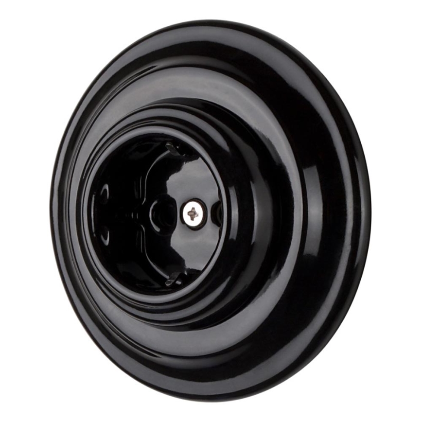 Bohemia-Design - Porcelanasta retro stenska vtičnica z okvirjem SCHUKO 250V/16A črna