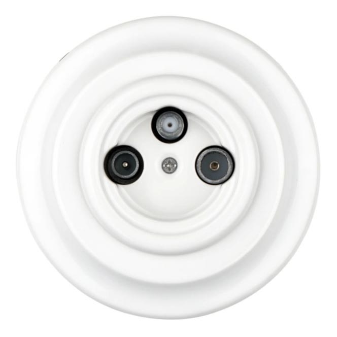 Bohemia-Design - porcelanasta retro vtičnica TV/SAT-W z okvirjem, bela