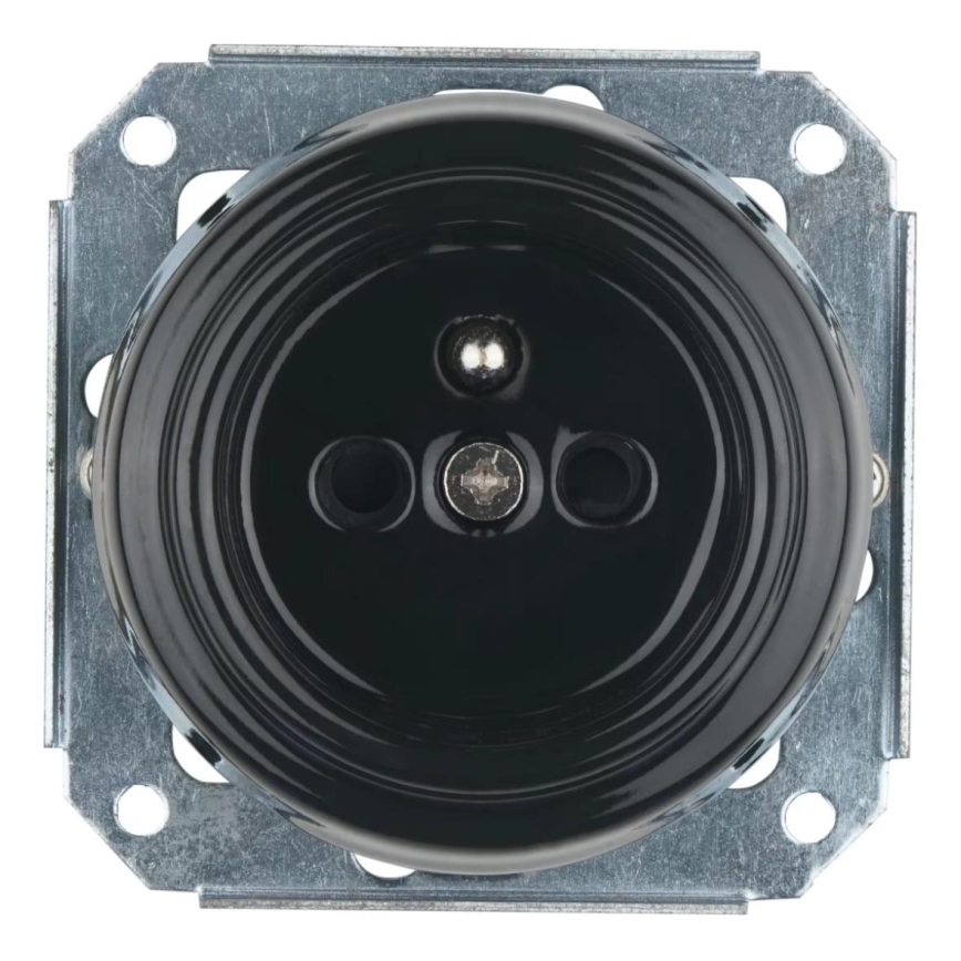 Bohemia-Design - Porcelanasta retro vtičnica za domačo uporabo brez okvirja 250V/16A črna