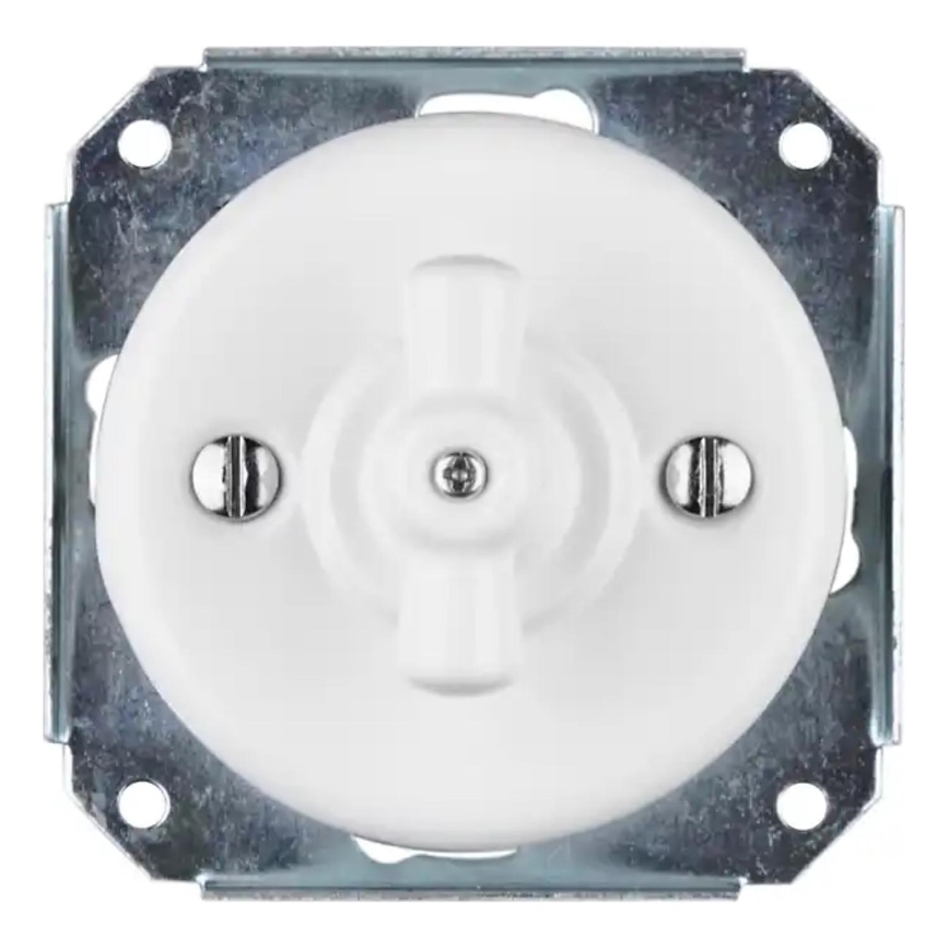 Bohemia-Design - Porcelanasto retro rotacijsko stikalo brez okvirja št. 7 bela