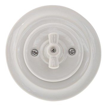 Bohemia-Design - Porcelanasto retro rotacijsko stikalo z okvirjem št. 1, belo