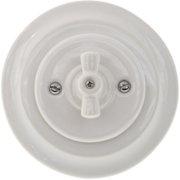 Bohemia-Design - Porcelanasto retro vrtilno stikalo z okvirčkom št. 7, belo