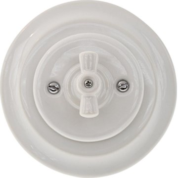 Bohemia-Design - porcelansko retro vrtljivo stikalo z okvirjem št. 5, belo