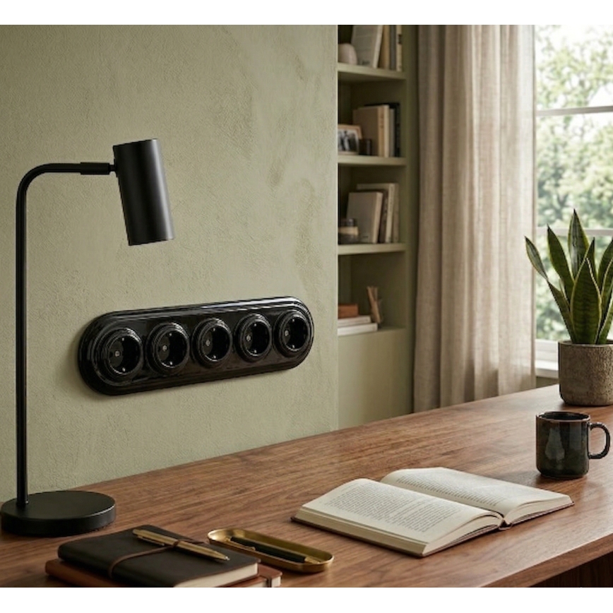 Bohemia-Design - Retro okvir iz porcelana za 5 fotografij, črn