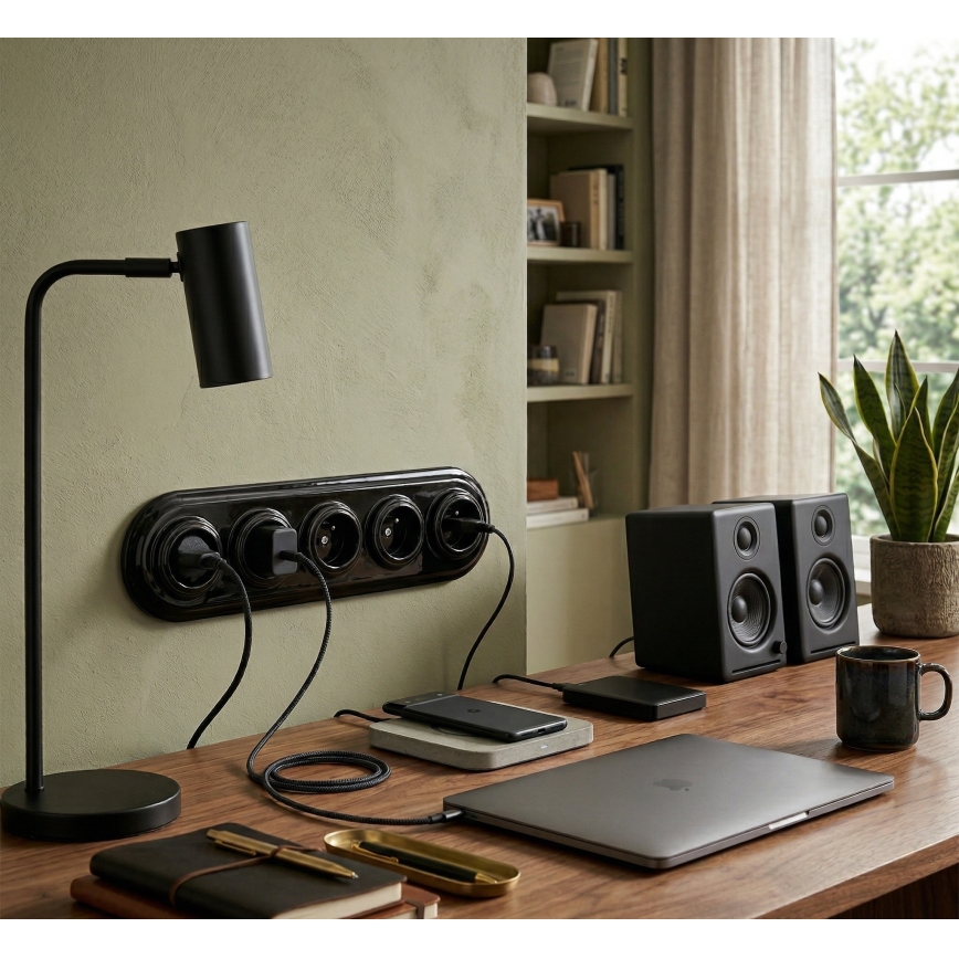 Bohemia-Design - Retro okvir iz porcelana za 5 fotografij, črn