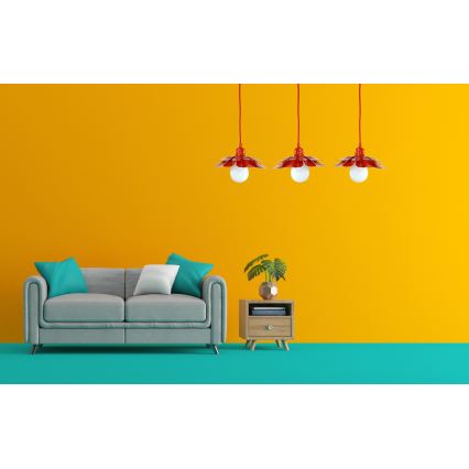 Bohemia-Design - Viseča svetilka na kablu 1xE27/60W/230V rdeča