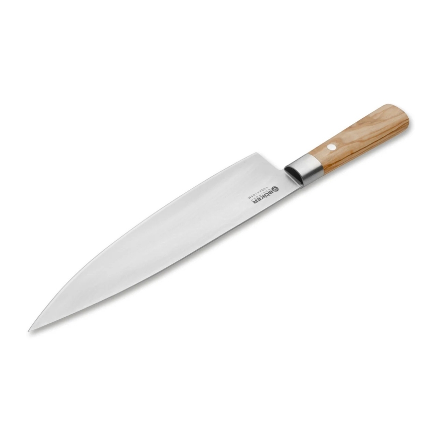 Böker - damastni kuhinjski nož DAMAST OLIVE 21,2 cm, ročaj iz olivnega lesa