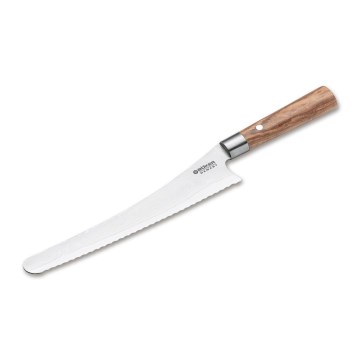 Böker - damastni kuhinjski nož za kruh DAMAST OLIVE 23,5 cm iz oljčnega lesa