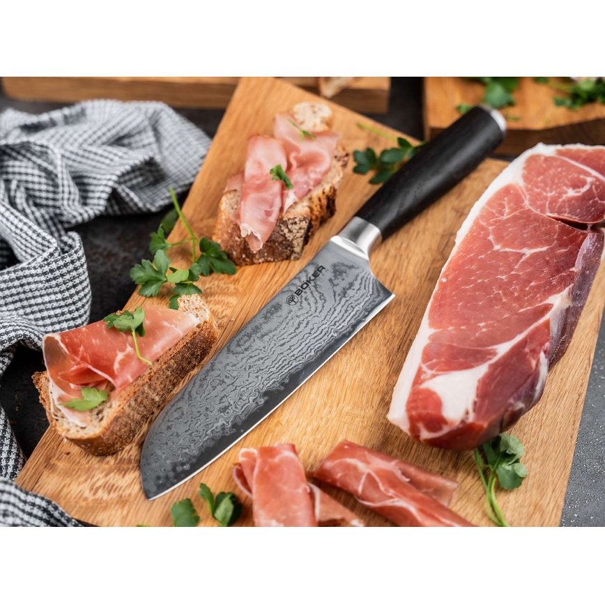 Böker - Santoku kuhinjski nož iz damaškega jekla DAMAST 16,5 cm hrast
