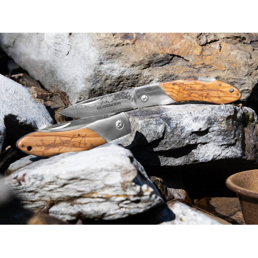 Böker - Žepni damastni nož Magnum Caveman 19,4 cm