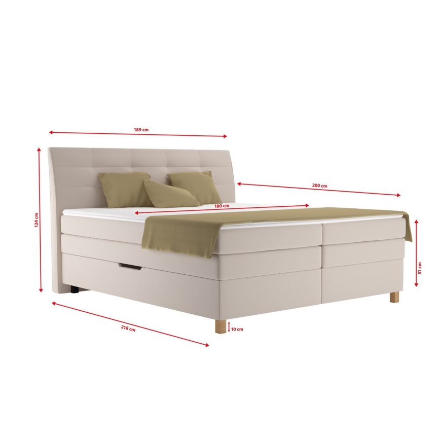 Boxspring postelja z vzmetnico BEA 180x200 cm bež