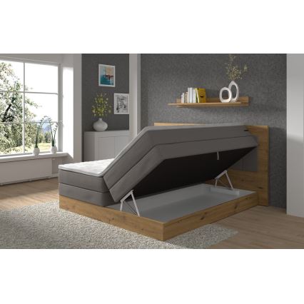 Boxspring postelja z vzmetnicami in topperjem s prostorom za shranjevanje JASMINE 180x200 cm siva