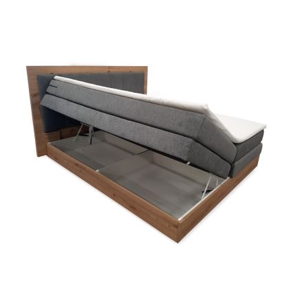 Boxspring postelja z vzmetnicami in topperjem s prostorom za shranjevanje JASMINE 180x200 cm siva