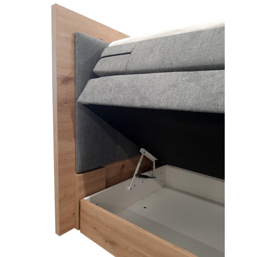 Boxspring postelja z vzmetnicami in topperjem s prostorom za shranjevanje JASMINE 180x200 cm siva