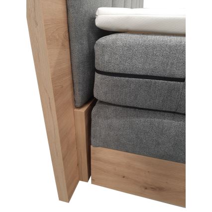 Boxspring postelja z vzmetnicami in topperjem s prostorom za shranjevanje JASMINE 180x200 cm siva