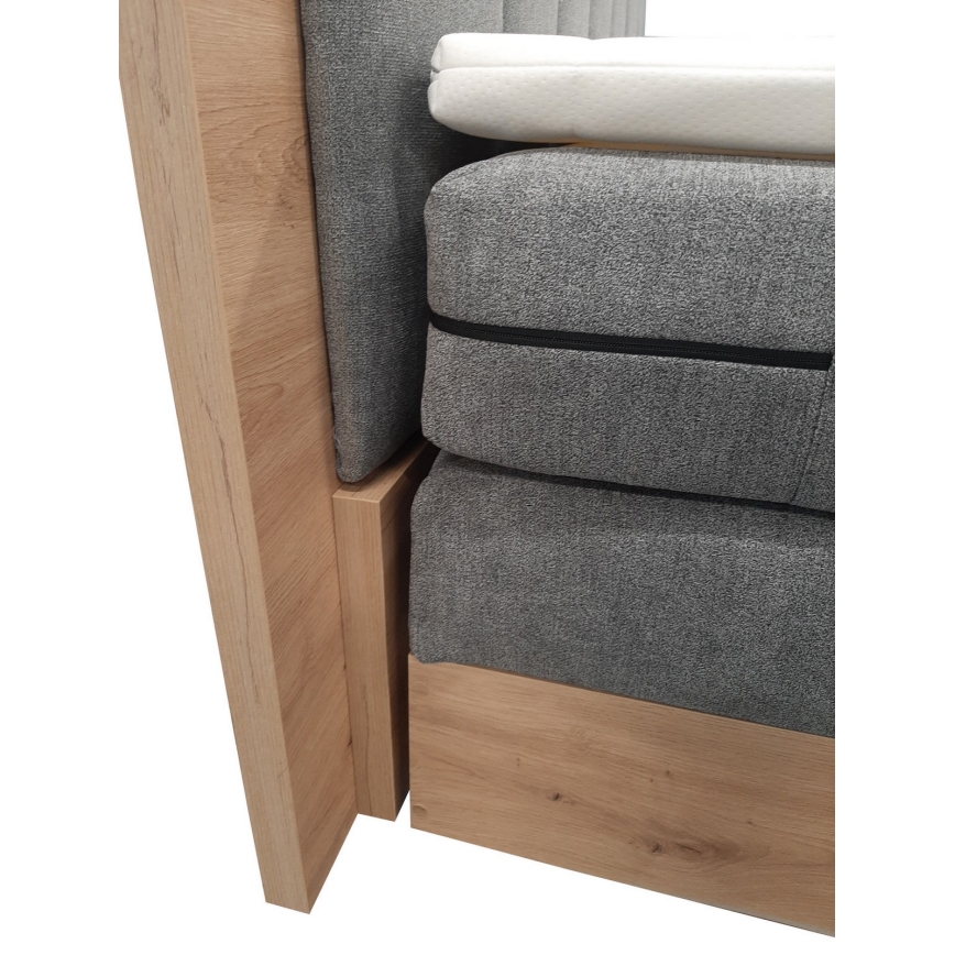 Boxspring postelja z vzmetnicami in topperjem s prostorom za shranjevanje JASMINE 180x200 cm siva