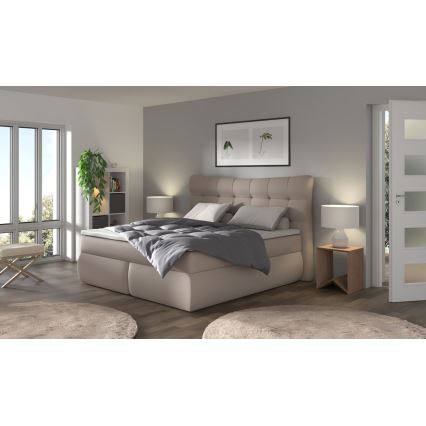 Boxspring postelja s vzmetnico in dodatnim ležiščem SOFIA 180x200 cm bež