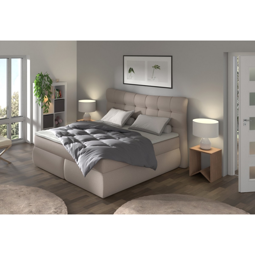 Boxspring postelja s vzmetnico in dodatnim ležiščem SOFIA 180x200 cm bež