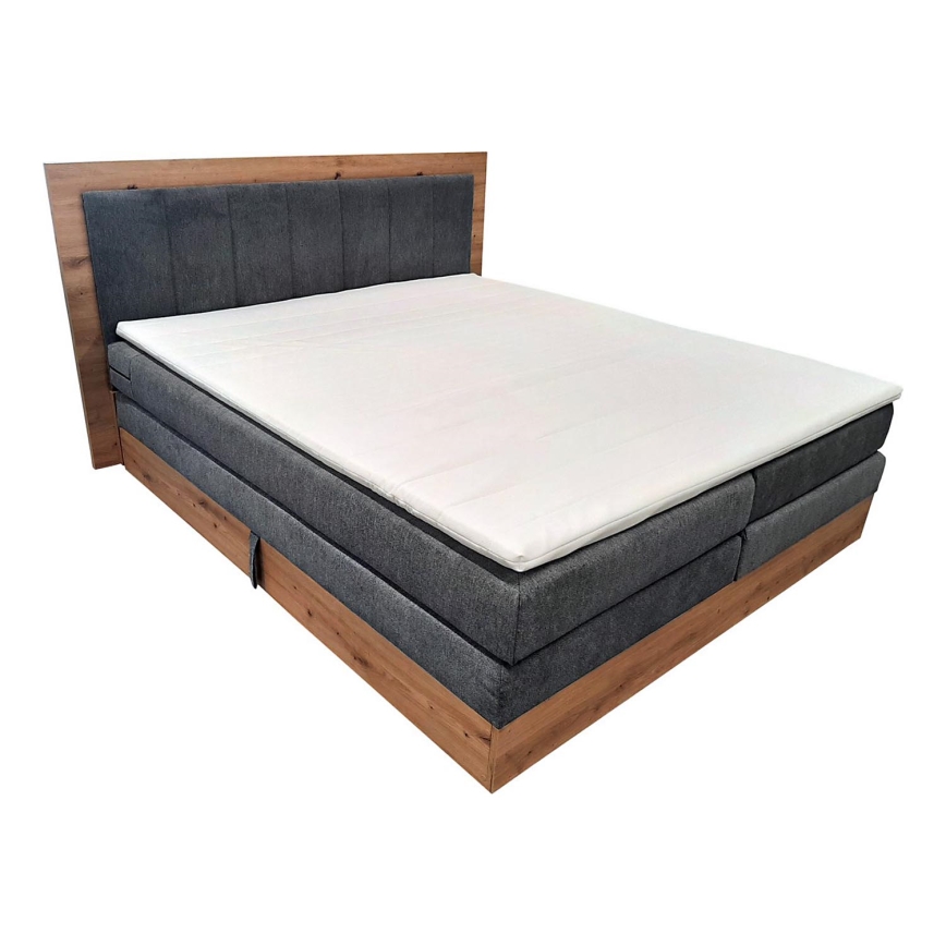 Boxspring postelja z vzmetnicami in topperjem s prostorom za shranjevanje JASMINE 180x200 cm siva