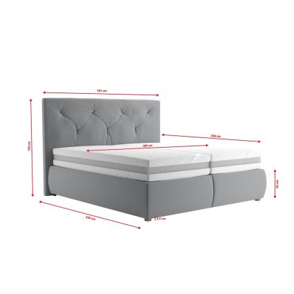 Boxspring postelja z vzmetnico in nadvložkom ELEN 180x200 cm siva