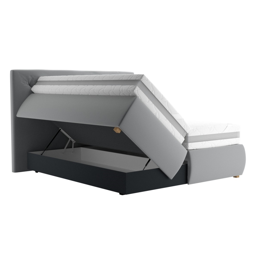 Boxspring postelja z vzmetnico in topperjem ELEN 160x200 cm siva