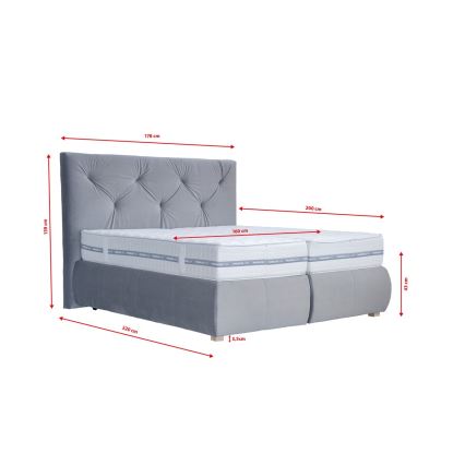 Boxspring postelja z vzmetnico in topperjem ELEN 160x200 cm siva