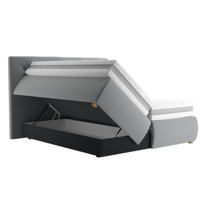 Boxspring postelja z vzmetnico in topperjem ELEN 180x200 cm siva