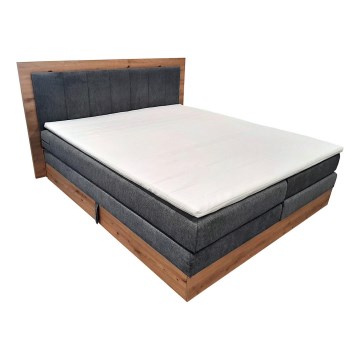 Boxspring postelja z vzmetnico in topperjem ter shranjevalnim prostorom JASMINE 180x200 cm siva