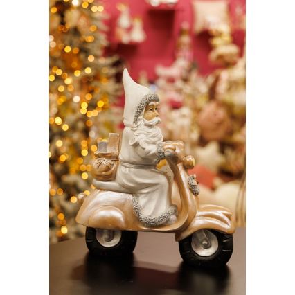Božična dekoracija 33 cm Santa s motorcycle