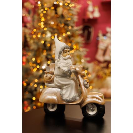Božična dekoracija 33 cm Santa s motorcycle