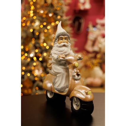 Božična dekoracija 33 cm Santa s motorcycle