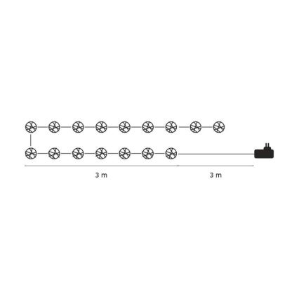 Božični okrasek notranji IP20 CHAIN 3m 16xLED/1,2W/230V