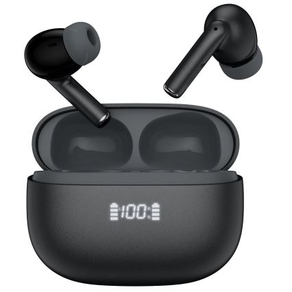 Brezžični earphones z ANC+ENC 300mAh črna