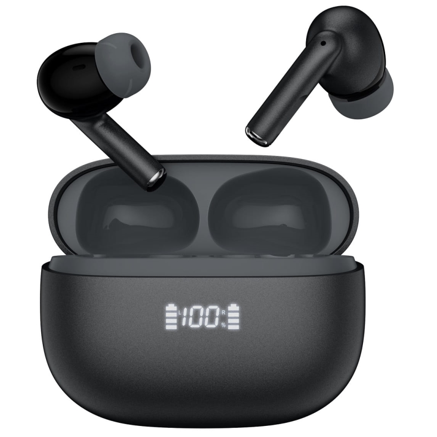 Brezžični earphones z ANC+ENC 300mAh črna