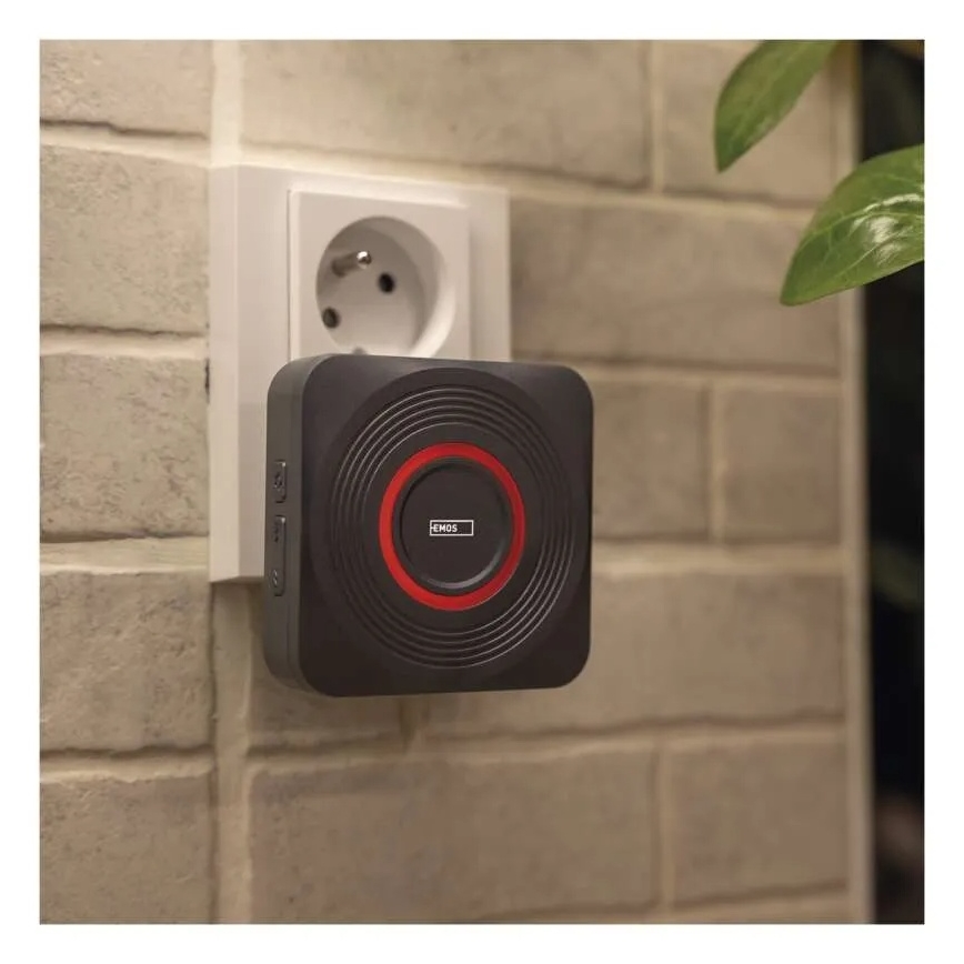 Brezžični zvonček za vtičnico GoSmart 230V + 1xCR2032 siva Wi-Fi