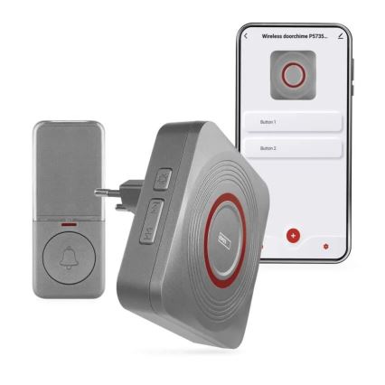 Brezžični zvonček za vtičnico GoSmart 230V + 1xCR2032 siva Wi-Fi