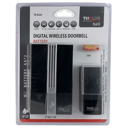 Brezžični zvonec BELL 1x23A + 2xAA črna