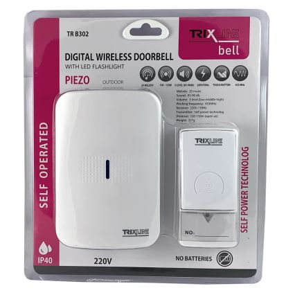 Brezžični zvonec za vtičnico PIEZO BELL 230V + 1x23A IP40 bela
