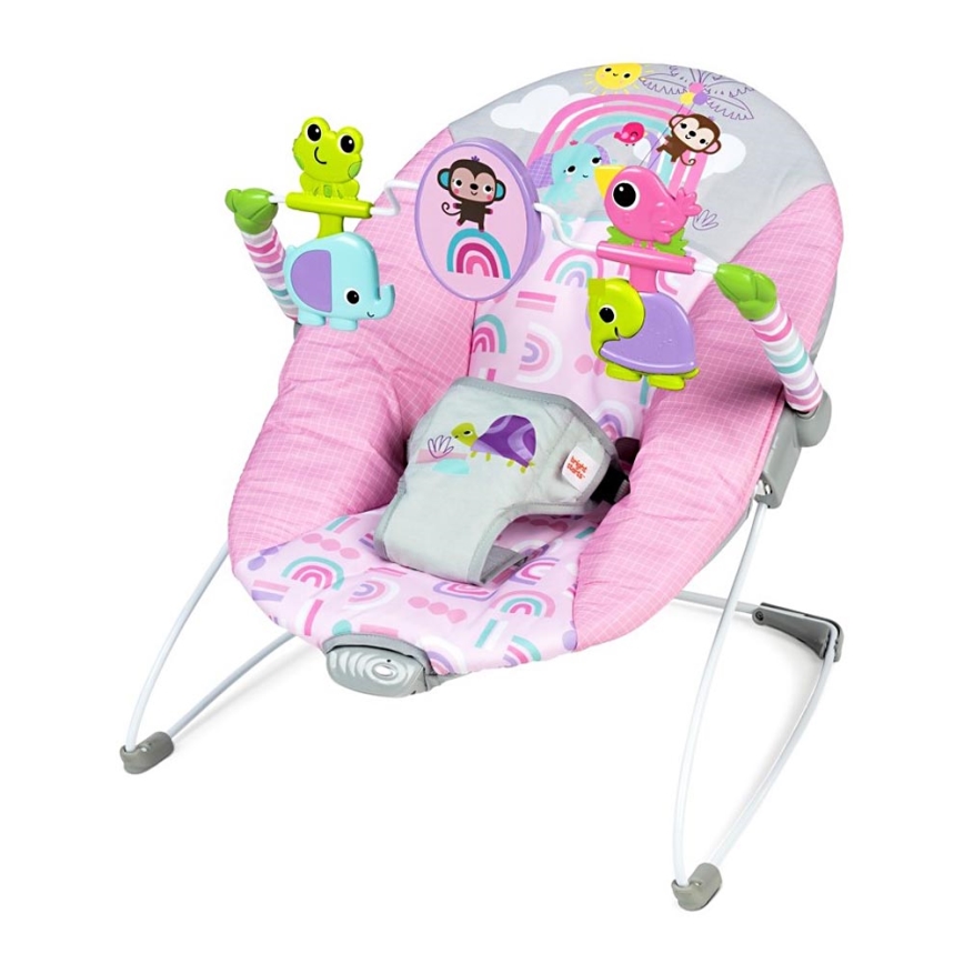 Bright Starts - Otroški vibrajoči ležalnik PINK PARADISE 1xLR14