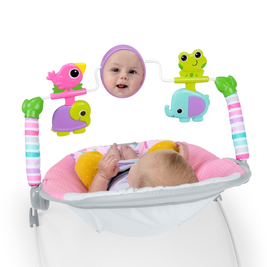 Bright Starts - Otroški vibrajoči ležalnik PINK PARADISE 1xLR14