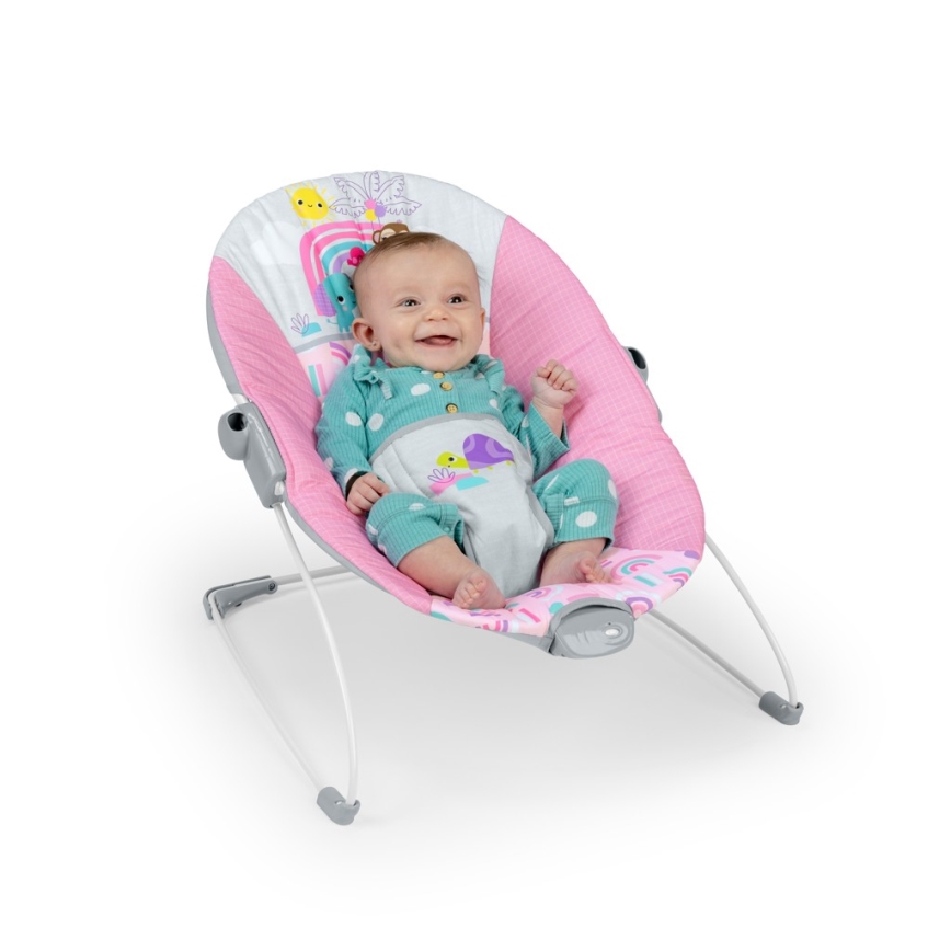 Bright Starts - Otroški vibrajoči ležalnik PINK PARADISE 1xLR14