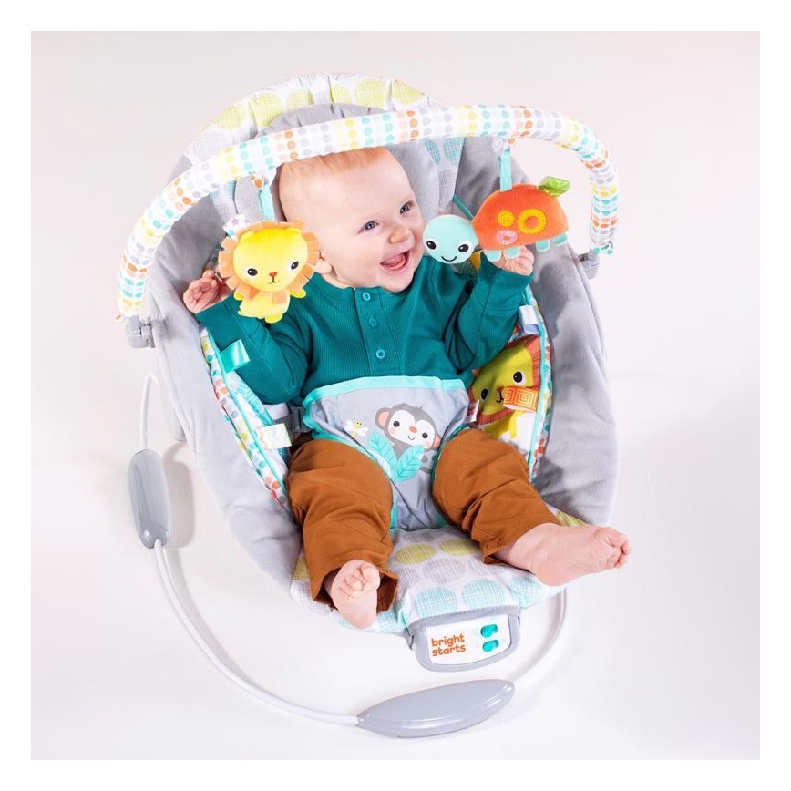 Bright Starts - Otroški vibrirajoči ležalnik z melodijo WHIMSICAL WILD 3xLR14